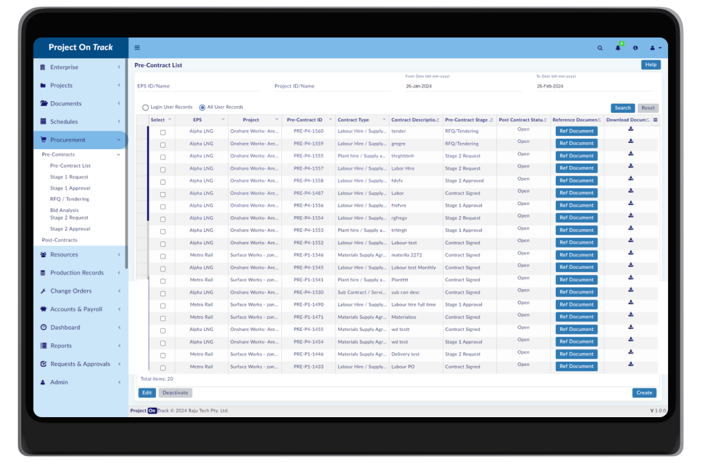 Procurement and Sub-Contract Management